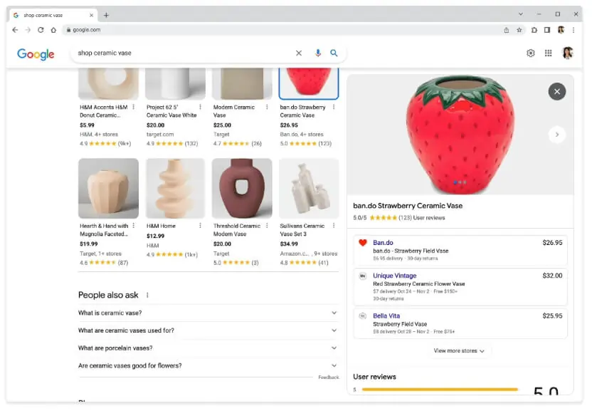Google 데스크톱 쇼핑 화면 개편