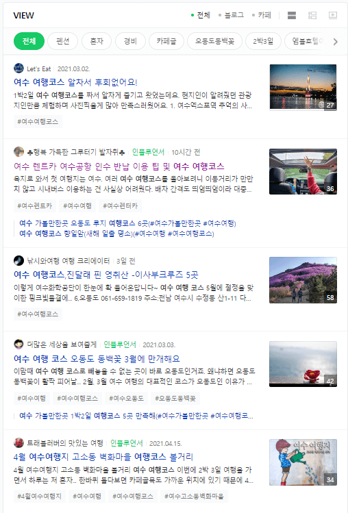 Naver View Search Results - SERP