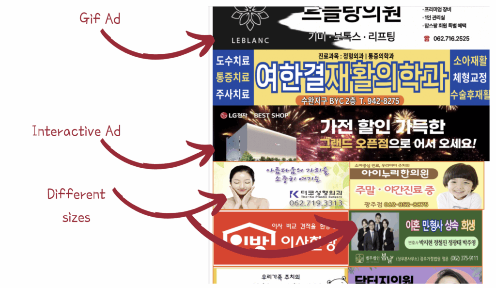 Naver Cafe types of ads in 2025 South Korea